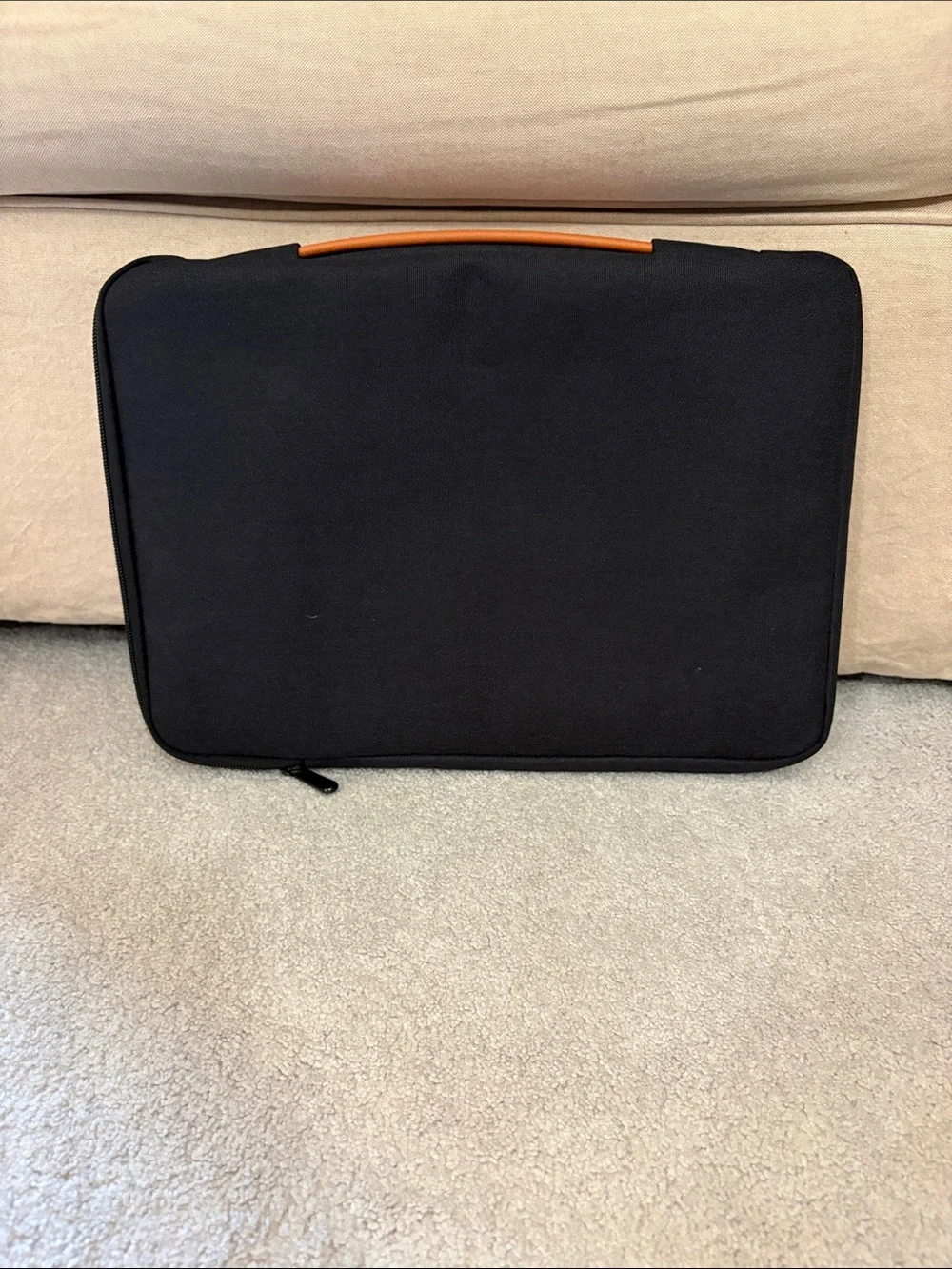 Men's Black Laptop Sleeve with Orange Accent - Protective Carry Case